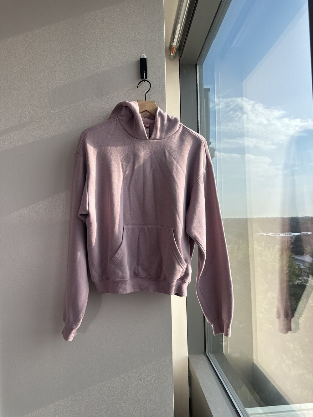 SKIMS Classic Pink Mauve Cotton Blend Fleece Pullover Hoodie Sz M